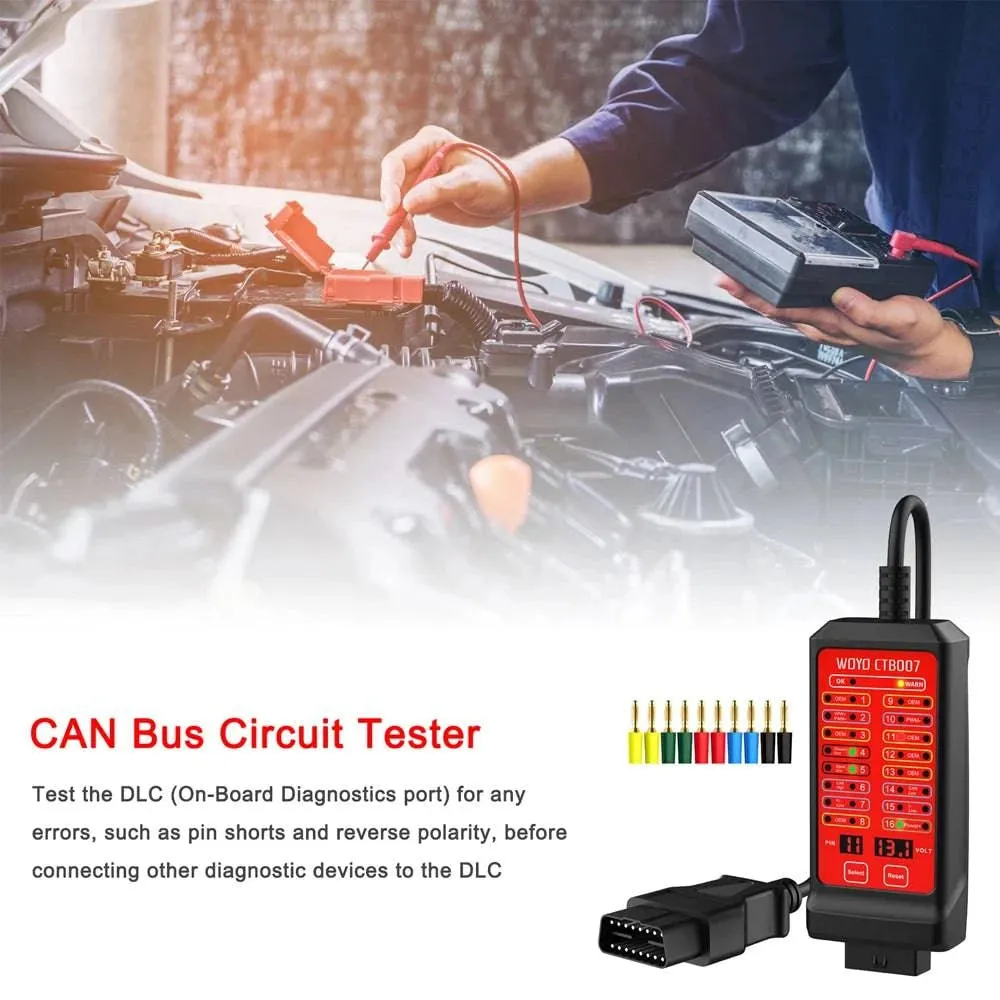 12V 24V Portable CAN Tester 16 Pin Break Out Box Detection CAN Bus Circuit Tester Vehicle Diagnosis On-Board Diagnostics Tester