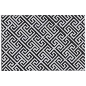 182 x 274 cm(6x9ft) Outdoor Rug Reversible Mat Plastic Straw Rug Portable RV Camping Mat for Garden Deck Picnic Indoor, Black & White