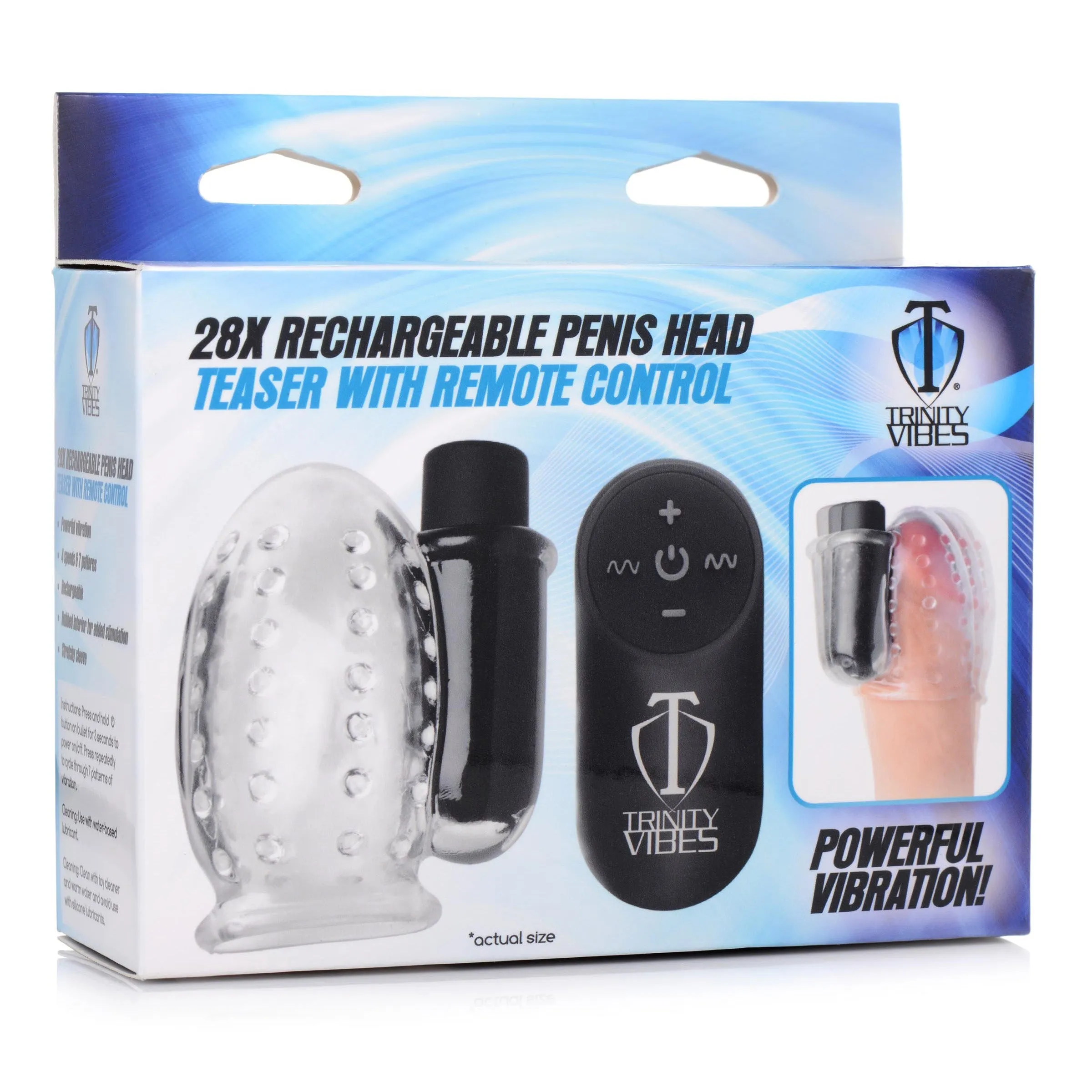 28X Rechargeable Penis Head Teaser w- Remote Control