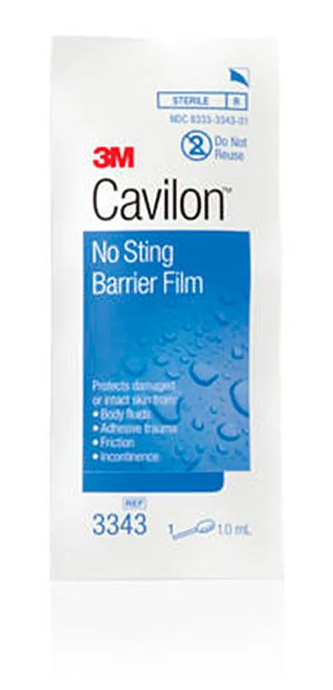 3M Cavilon No-sting Barrier Film 3343 - Transparent Barrier Film, Alcohol-Free, Hypoallergenic Foam Applicator - 1 ml, 4 Boxes of 25 (100 Applicators)