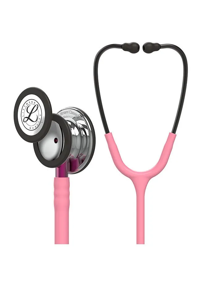 3M™ Littmann®  Classic III™ Monitoring Stethoscope, Mirror Chestpiece, Pearl Pink Tube, Pink Stem and Smoke Headset, 27 inch, 5962