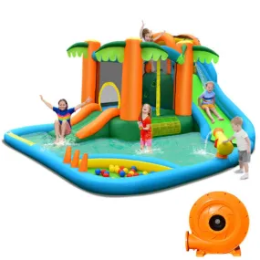 7-in-1 Inflatable Water Slide Park with 780W Blower