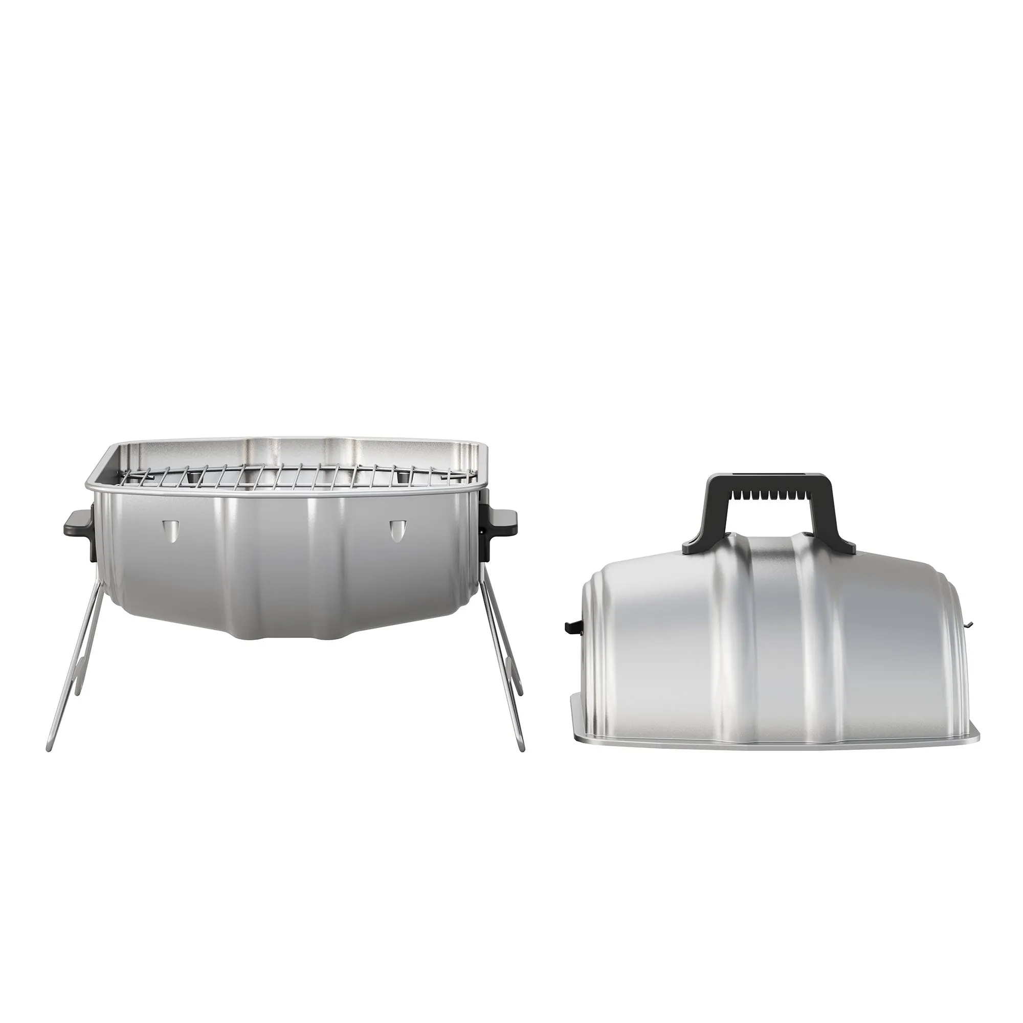 Americana Grills Keg A Que Charcoal BBQ Portable Grill, 186 Square Inch, Silver