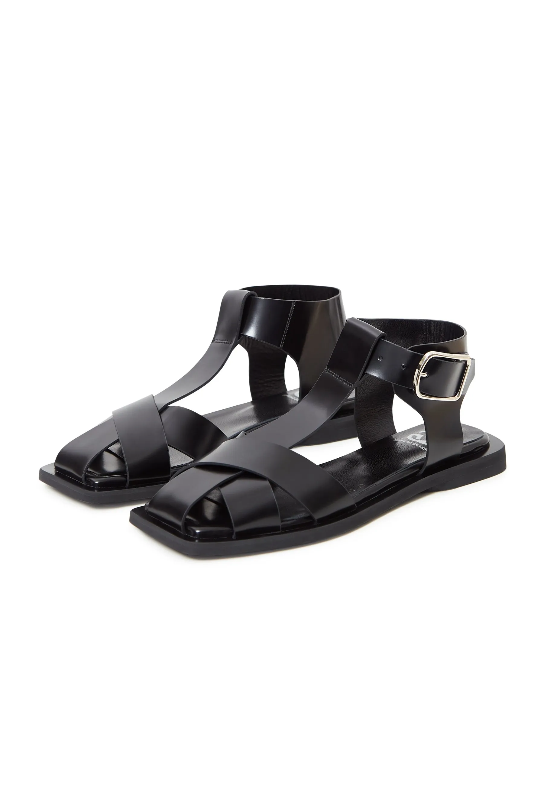 Ankle cuff Flat Sole Sandals - Black