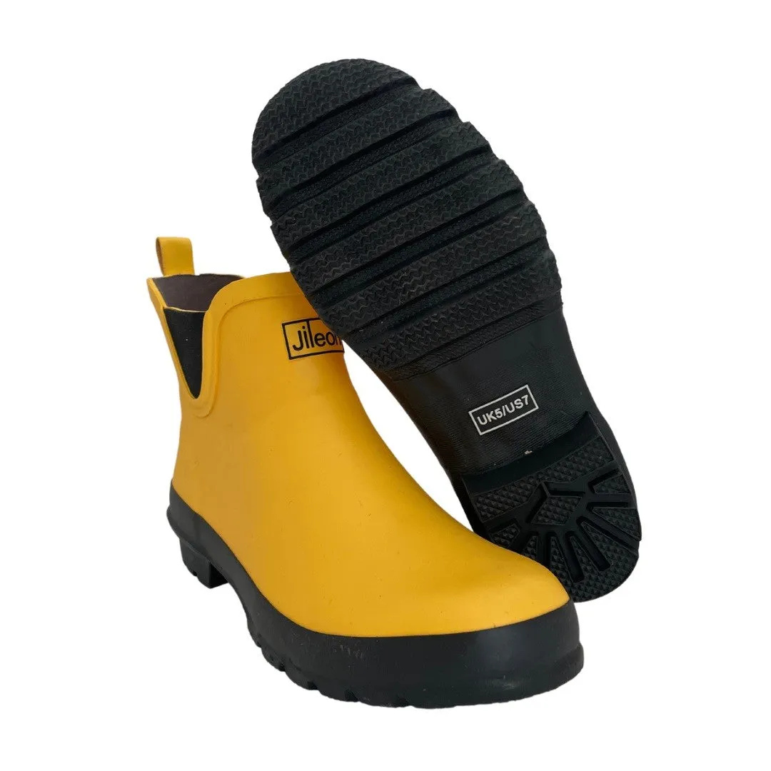 Ankle Height Rain Boots - Yellow Matt - Wide Foot - Easy to Slip On