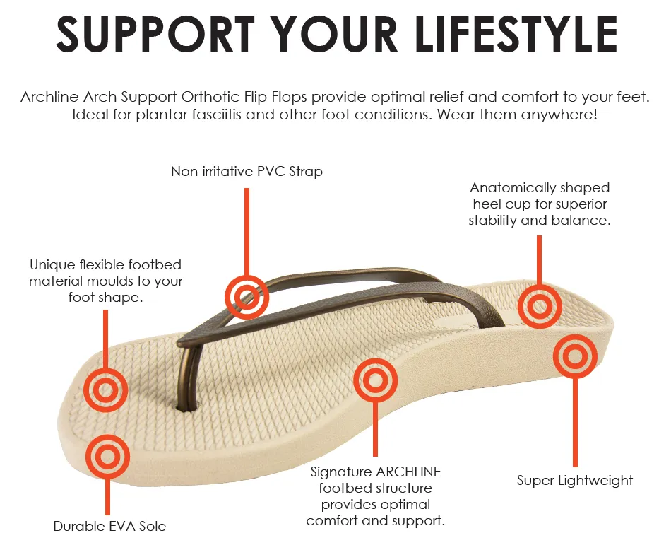 Archline Breeze Orthotic Thongs – Beige/Bronze