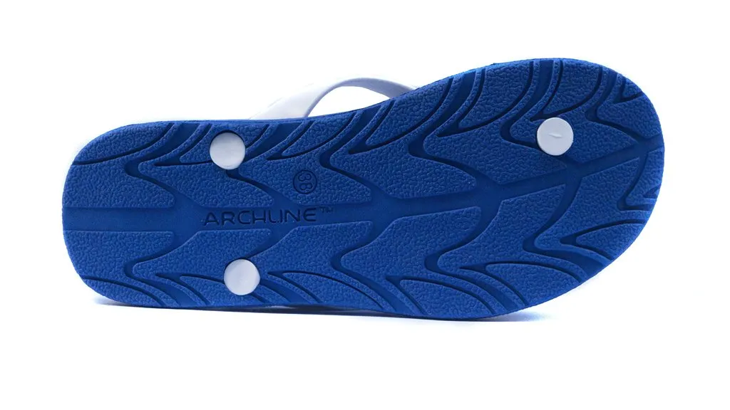 Archline Kids Orthotic Thongs – Blue/White