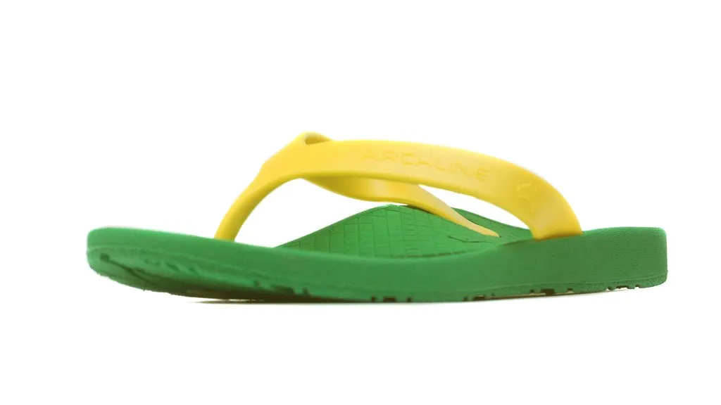 Archline Kids Orthotic Thongs – Green/Gold