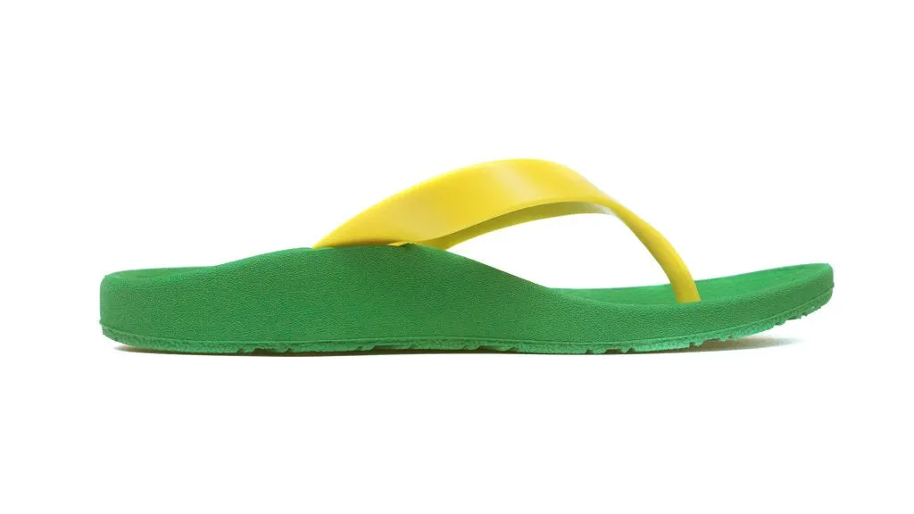 Archline Kids Orthotic Thongs – Green/Gold