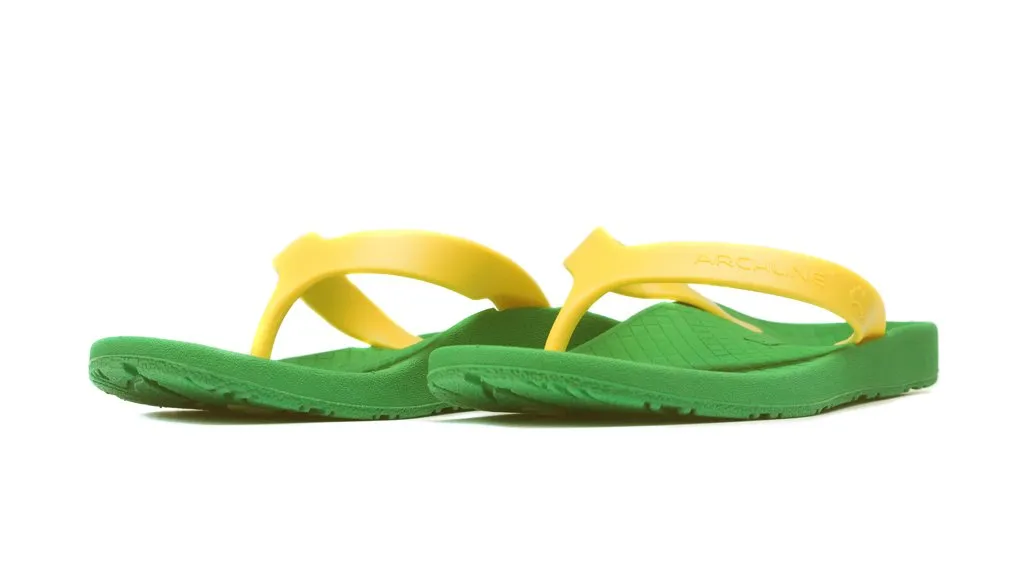 Archline Kids Orthotic Thongs – Green/Gold