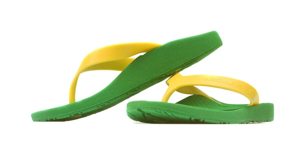 Archline Kids Orthotic Thongs – Green/Gold