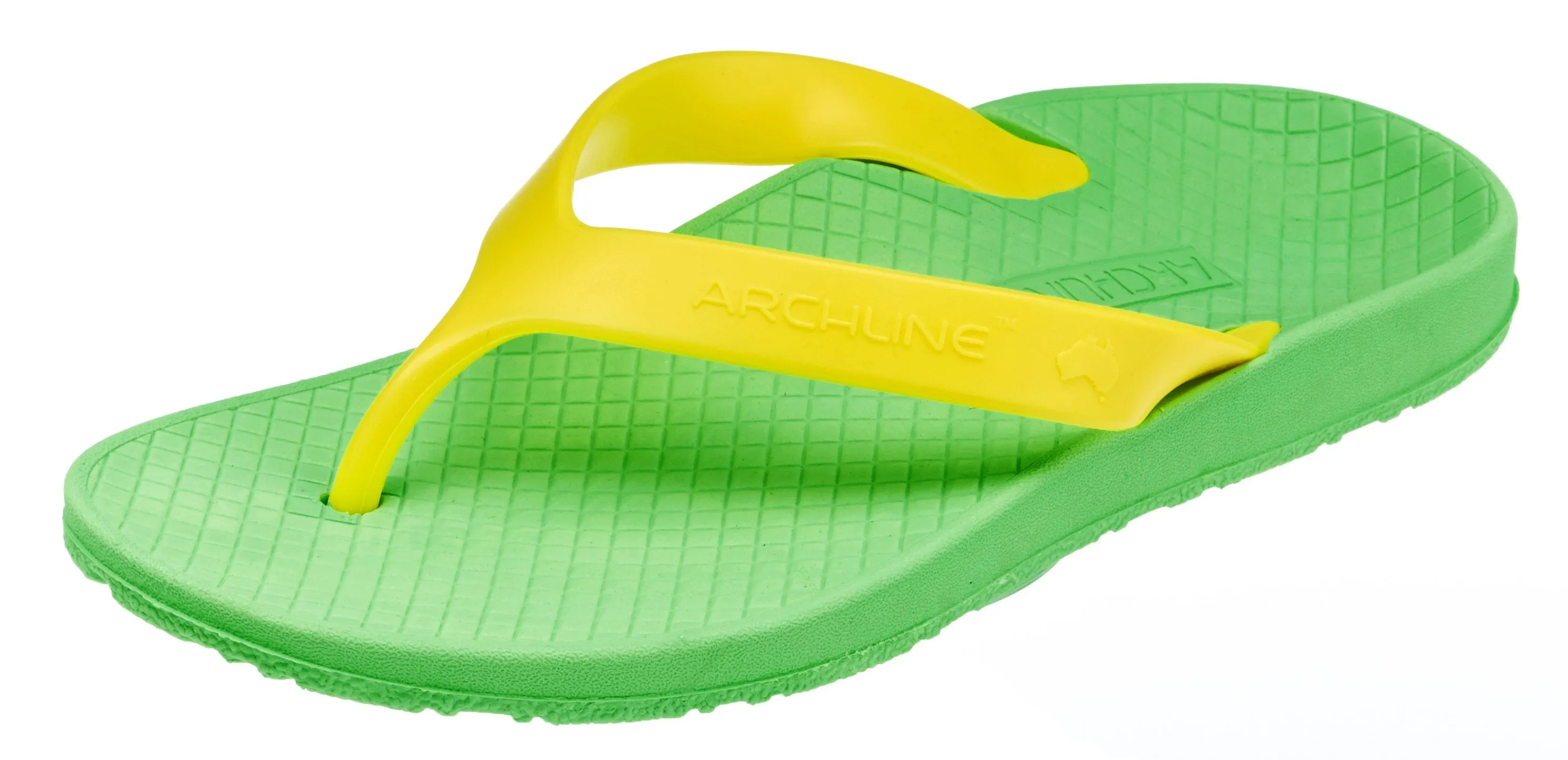 Archline Kids Orthotic Thongs – Green/Gold