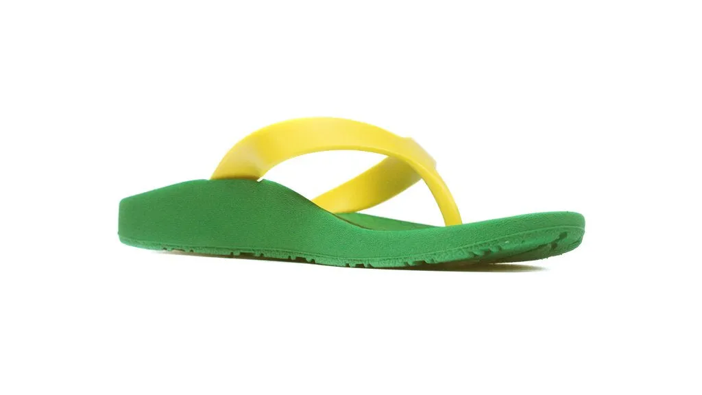 Archline Kids Orthotic Thongs – Green/Gold