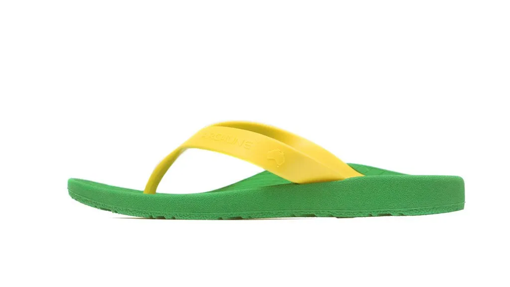 Archline Kids Orthotic Thongs – Green/Gold