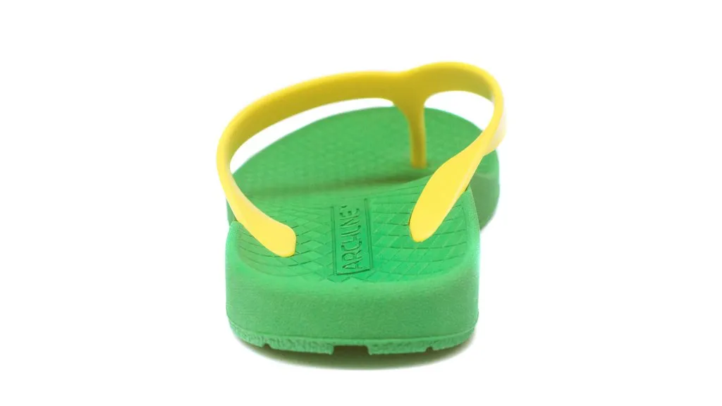 Archline Kids Orthotic Thongs – Green/Gold