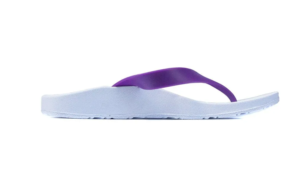 Archline Kids Orthotic Thongs – White/Fuchsia