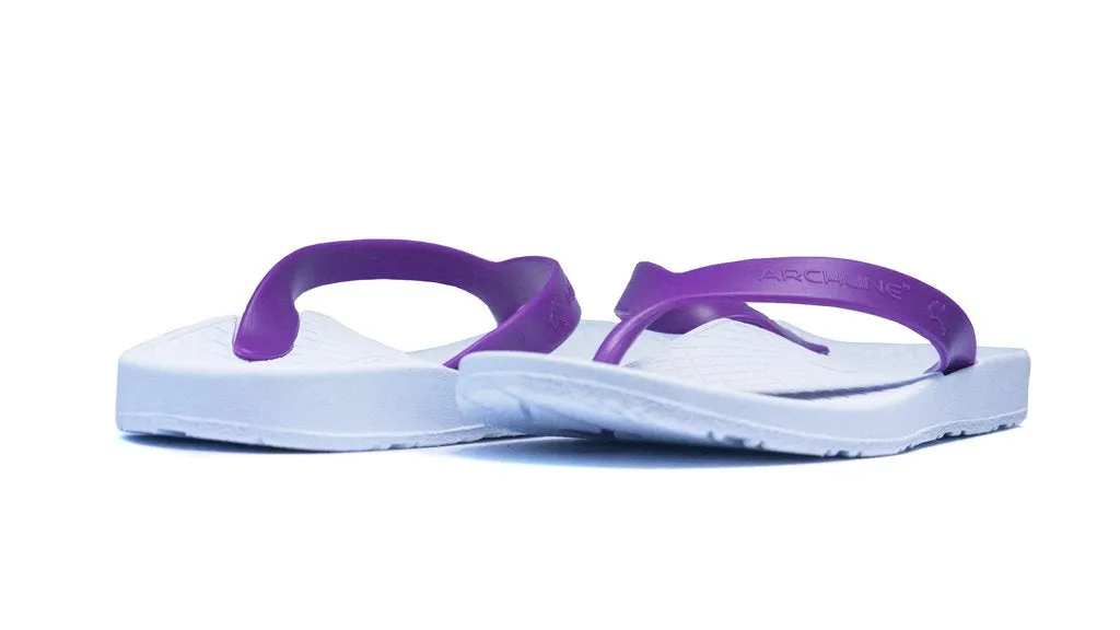 Archline Kids Orthotic Thongs – White/Fuchsia