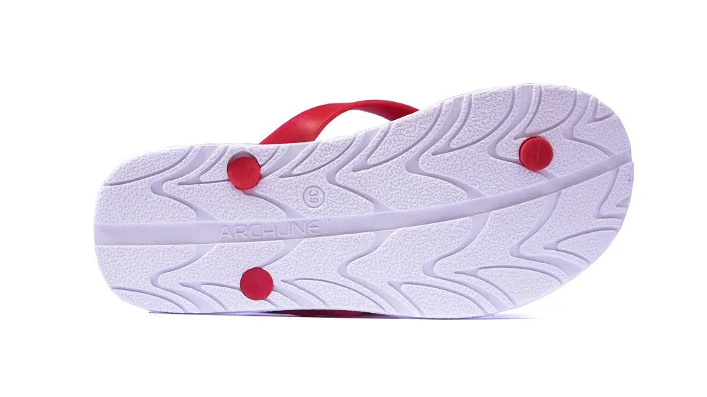 Archline Kids Orthotic Thongs – White/Red