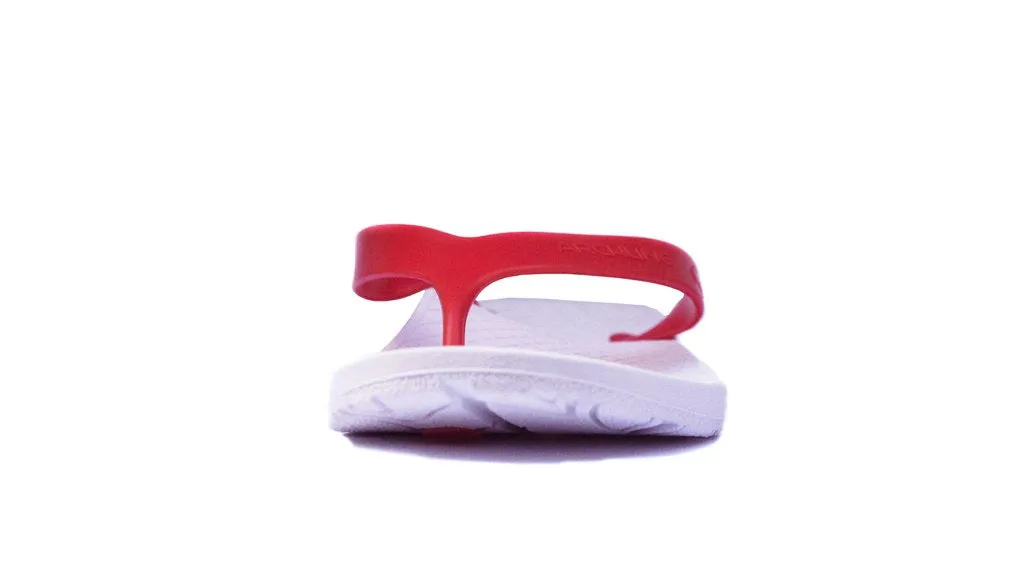 Archline Kids Orthotic Thongs – White/Red