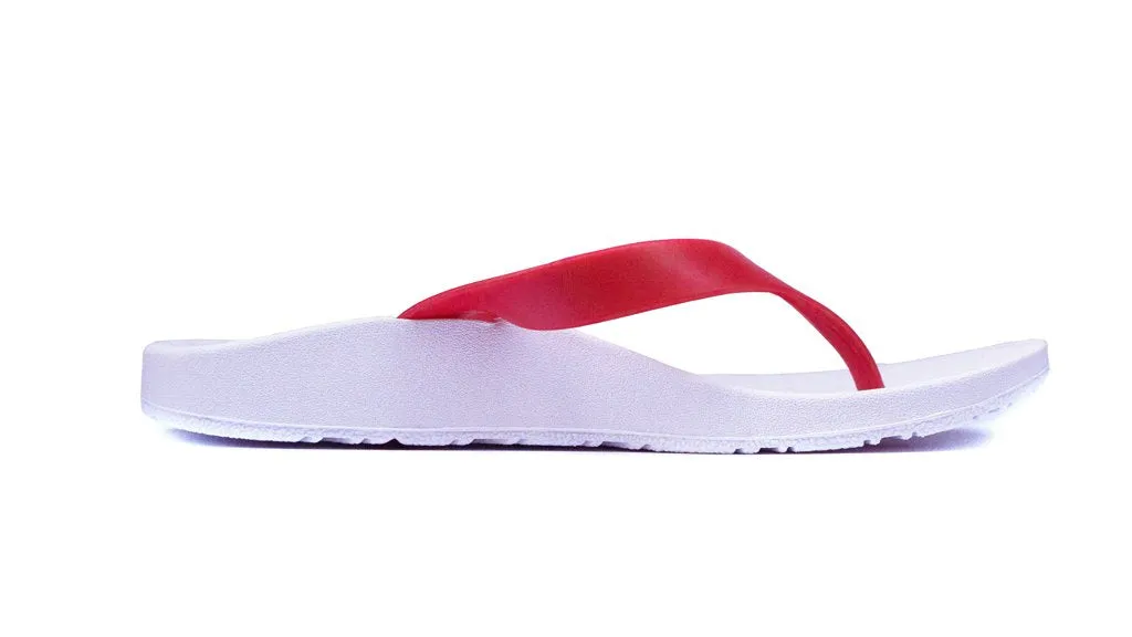 Archline Kids Orthotic Thongs – White/Red