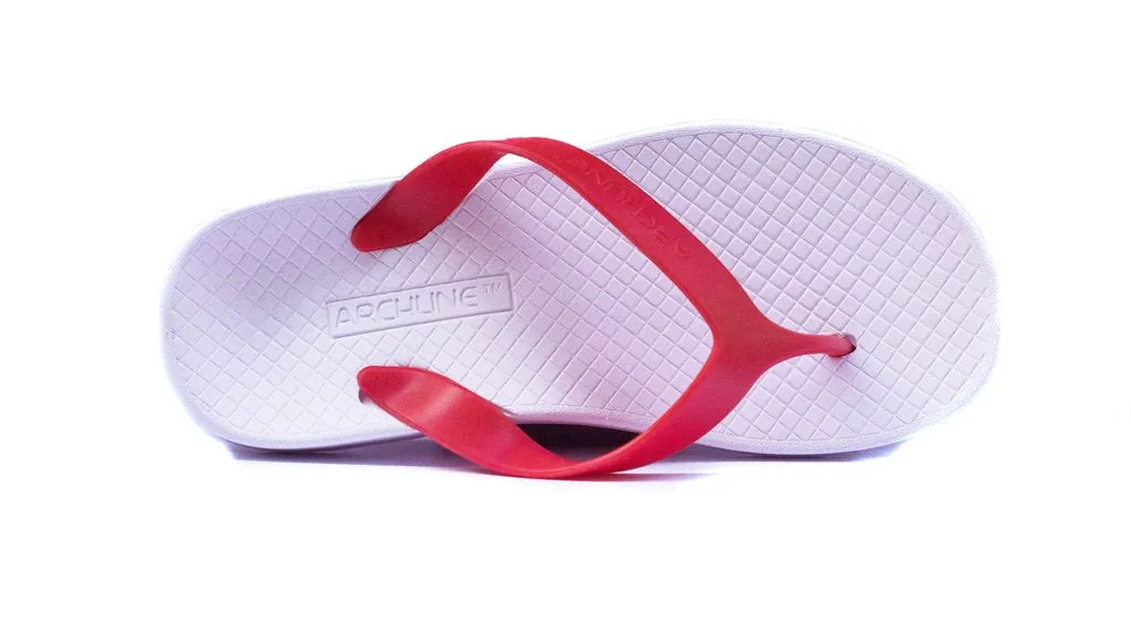 Archline Kids Orthotic Thongs – White/Red