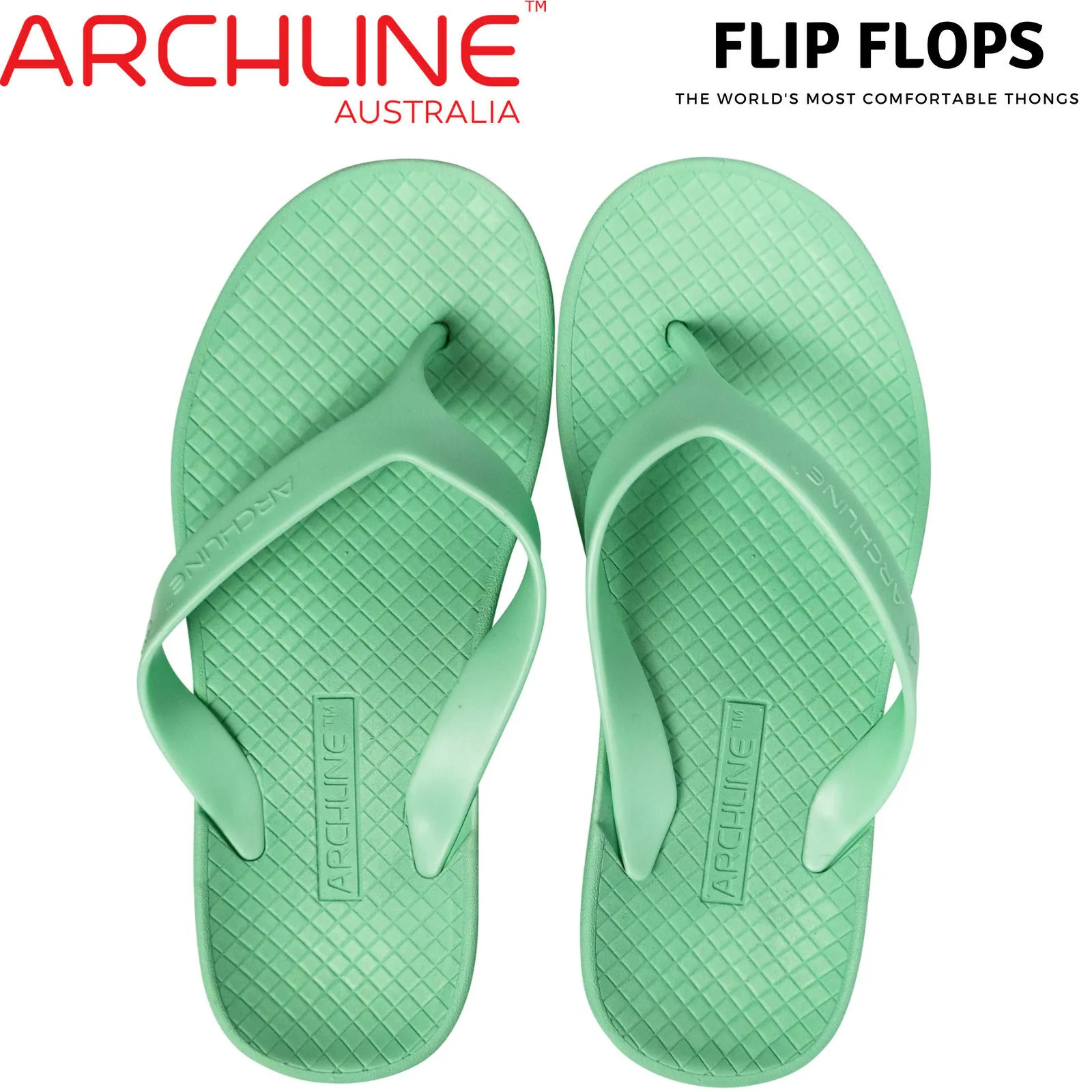 ARCHLINE Orthotic Thongs Arch Support Shoes Footwear Flip Flops - Dew Green