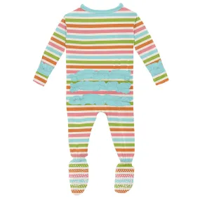 beach day stripe classic ruffle footie