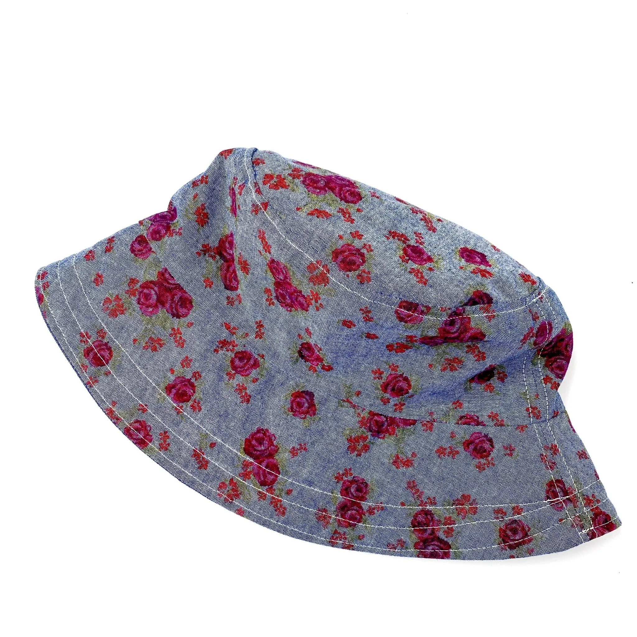 Beach Hats for Women, Sun Hats, Summer Hats, Floral Denim Bucket Hat for Women