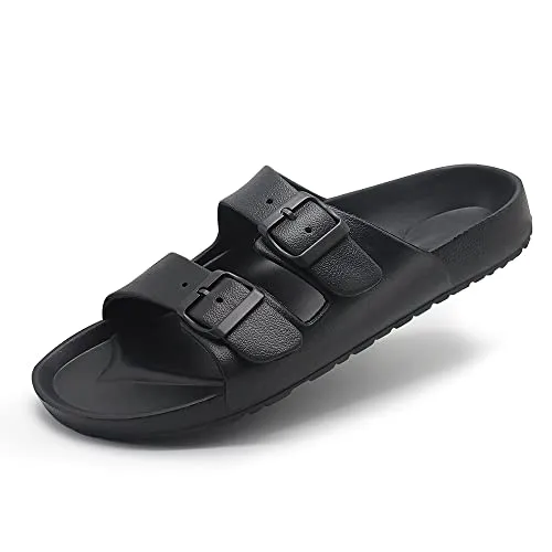 BEMGNAR Men’s Lightweight Comfort Slides Double Buckle Slip-on Adjustable EVA Orthopedic Flat Sandals