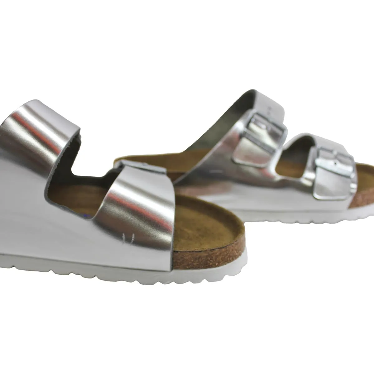 Birkenstock Womens Sandals Arizona Metallic Open-Back Slip-On Slides Leather - UK 5.5