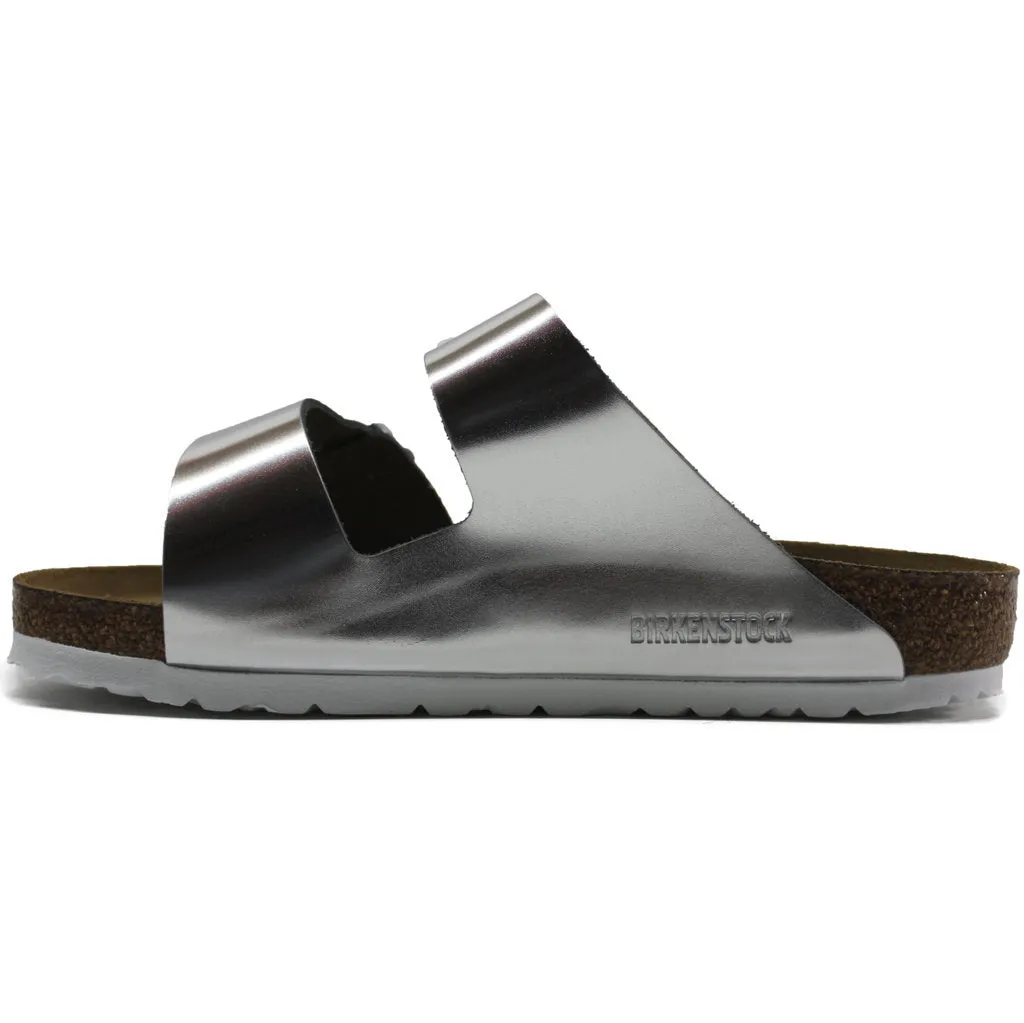 Birkenstock Womens Sandals Arizona Metallic Open-Back Slip-On Slides Leather - UK 5