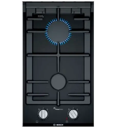 Bosch Series 6 DWB98JQ50B Wall-mounted cooker hood 90 cm   PRB3A6B70K Series 8 Domino gas hob 30 cm Ceramic, Black   PKF375CA2E Series 2 Domino Electric hob 30 cm Black, surface mount with frame