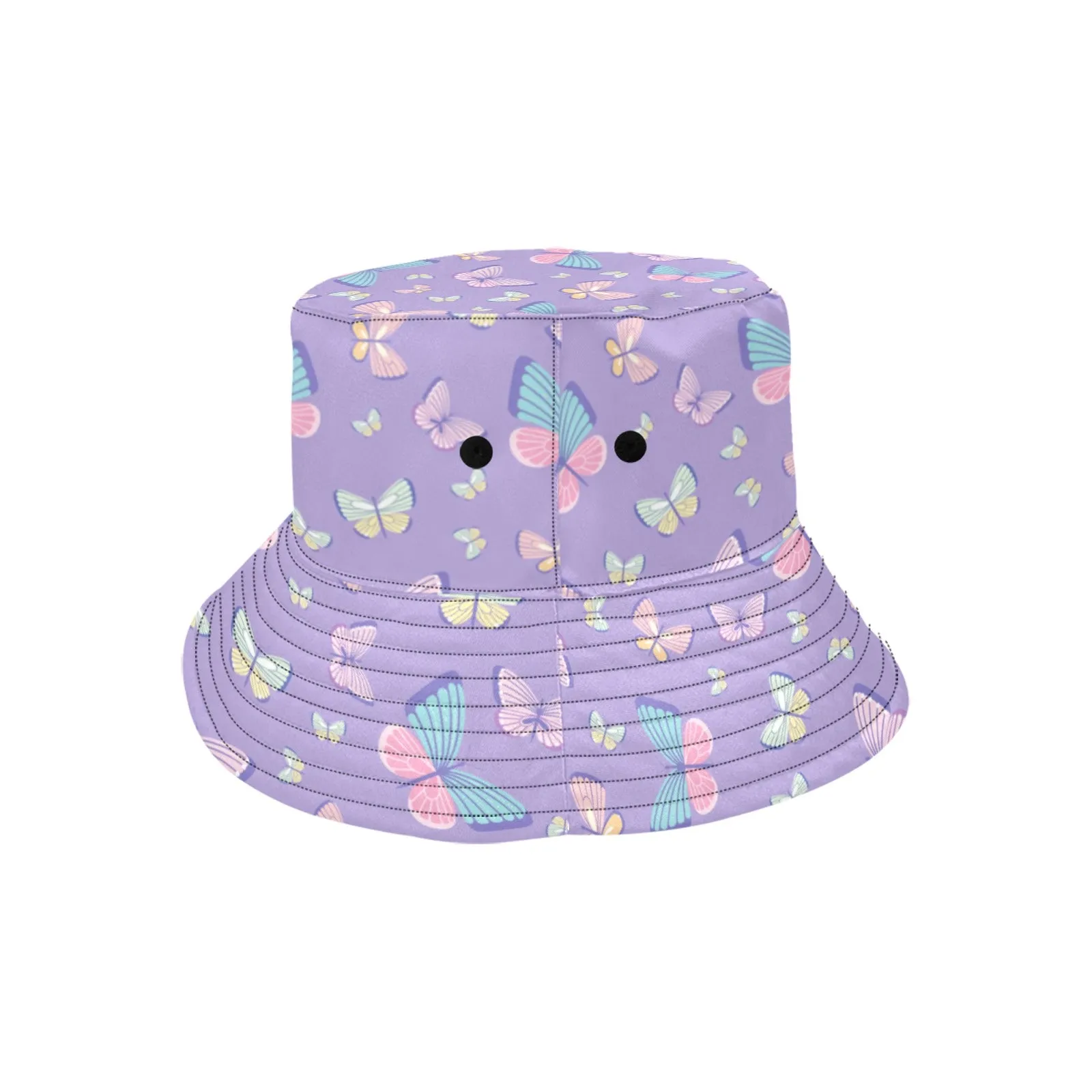 Butterfly Bucket Hat, Monarch Retro Vintage Purple Pink Animal Summer Festival Cute Women Men Designer Beach Sun Shade Y2K Cotton Twill