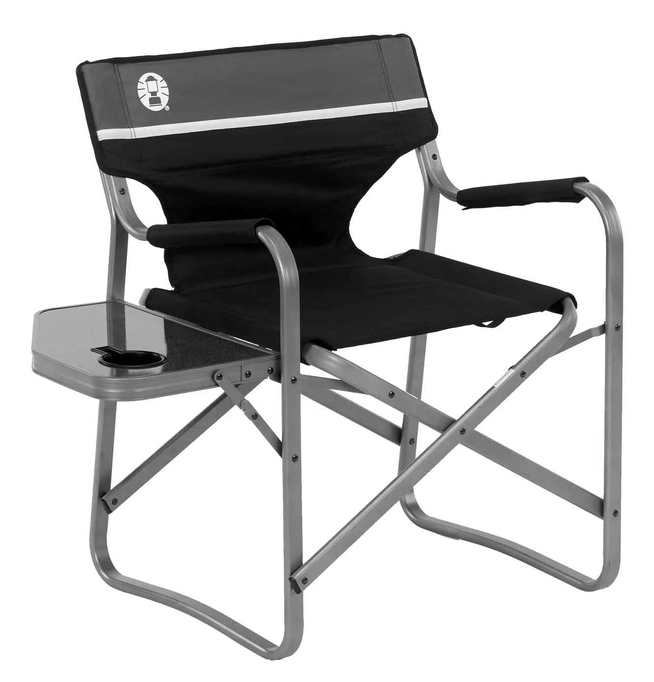 Coleman Portable Camping Chair with Side Table & Cup Holder, Lightweight Folding Deck Chair with Padded Armrests & Cushioned Back, Great for Camping, Tailgating, Patio, Sports, & More