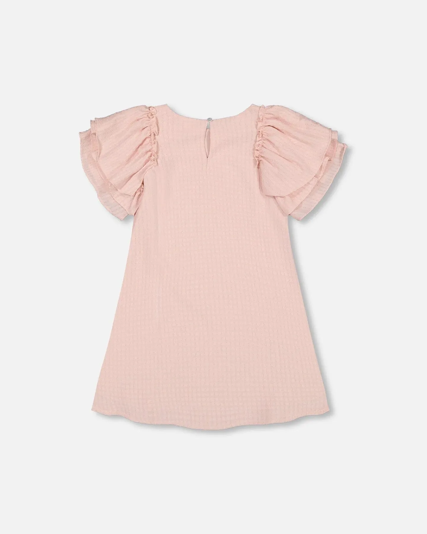 DPD Seersucker Dress with Puff Ruffle Sleeve