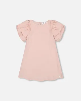 DPD Seersucker Dress with Puff Ruffle Sleeve