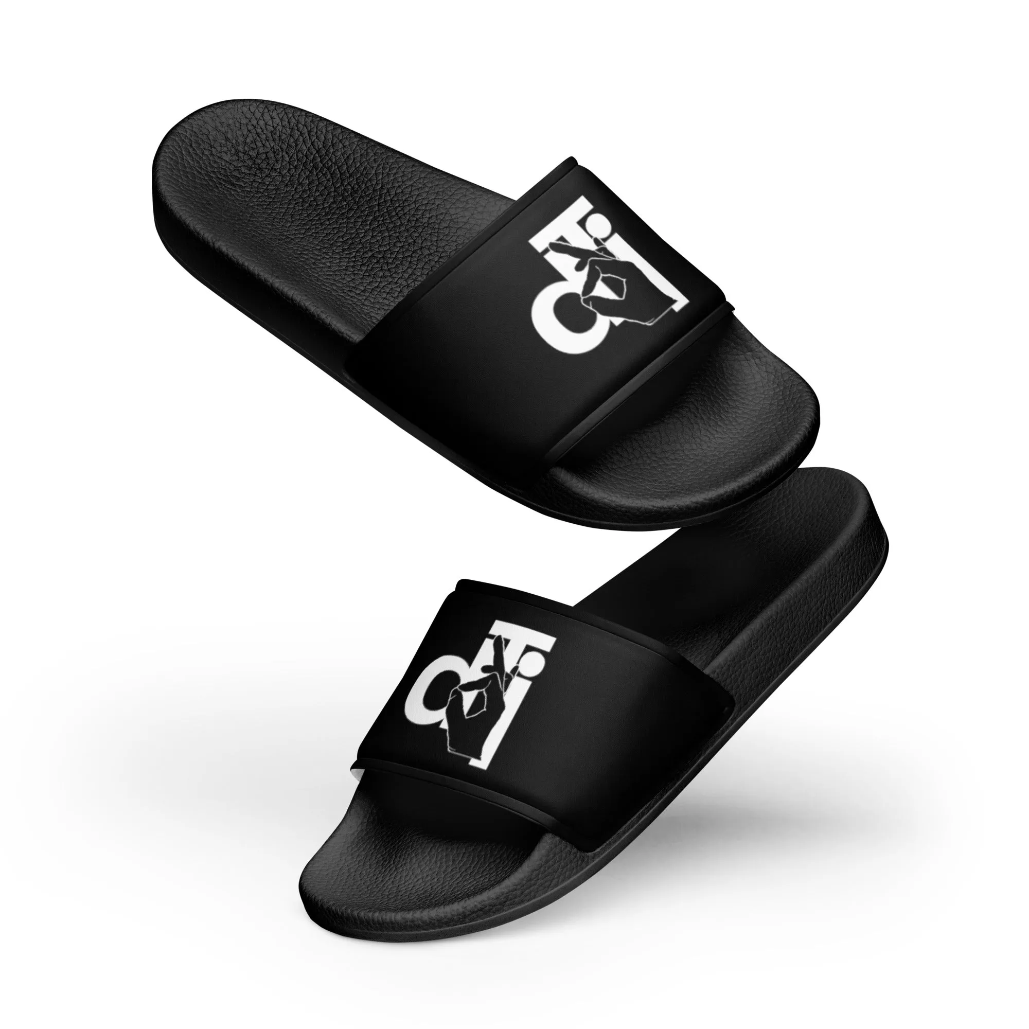 dti Black and White Hand logo Women's slides