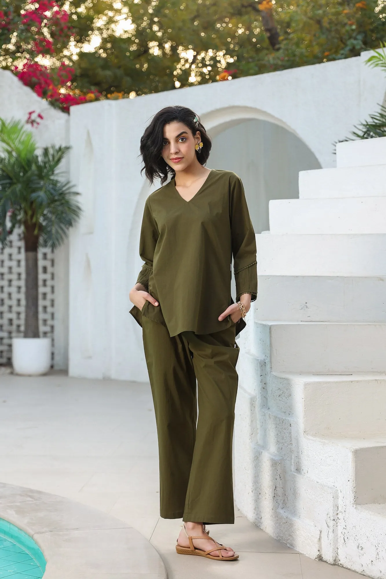 Dune Olive Cotton Coord Set