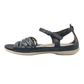 Ecco Strap Flat Sandals Leather Blue Colour For Women