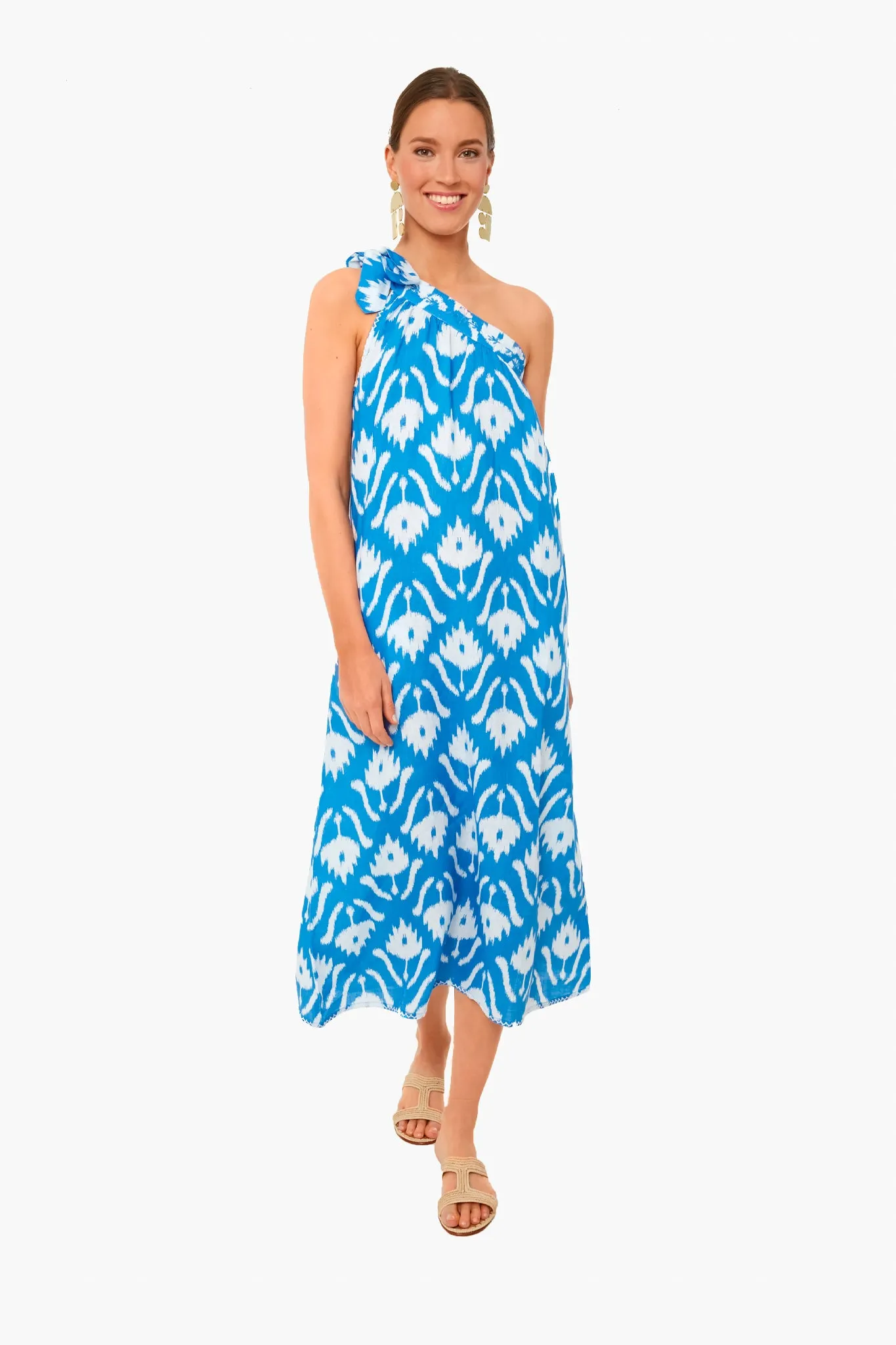 Exclusive Ikat Blue Water Lilly Dress