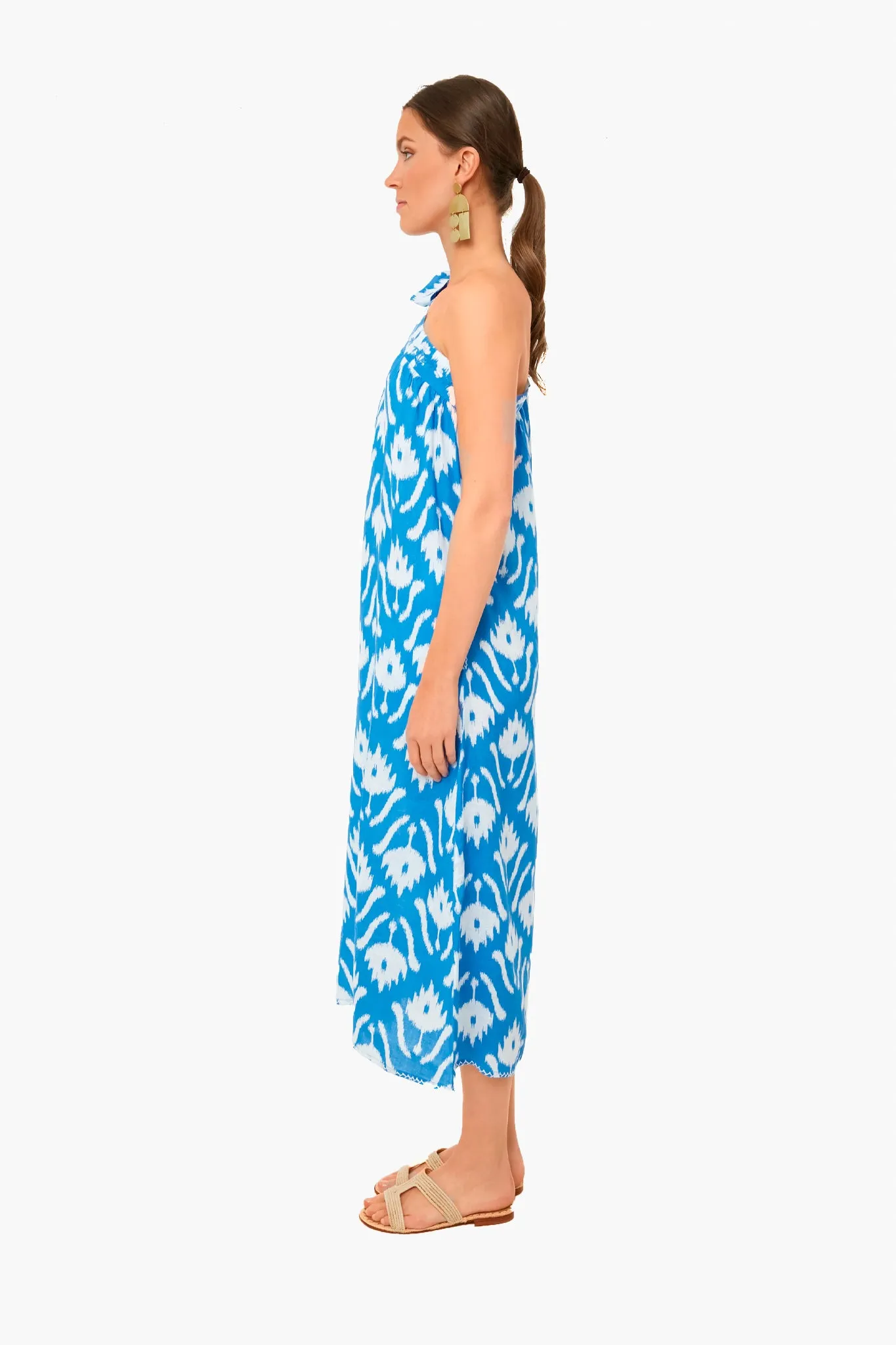 Exclusive Ikat Blue Water Lilly Dress