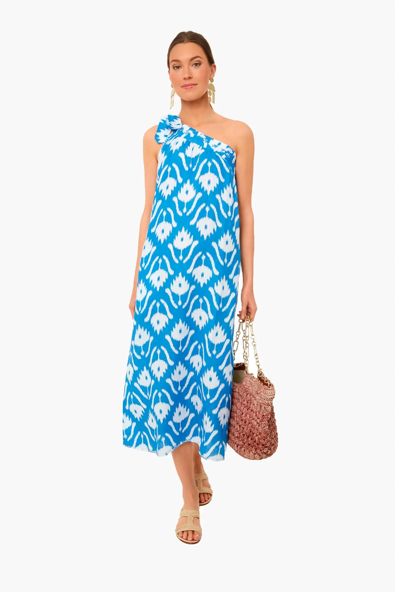 Exclusive Ikat Blue Water Lilly Dress