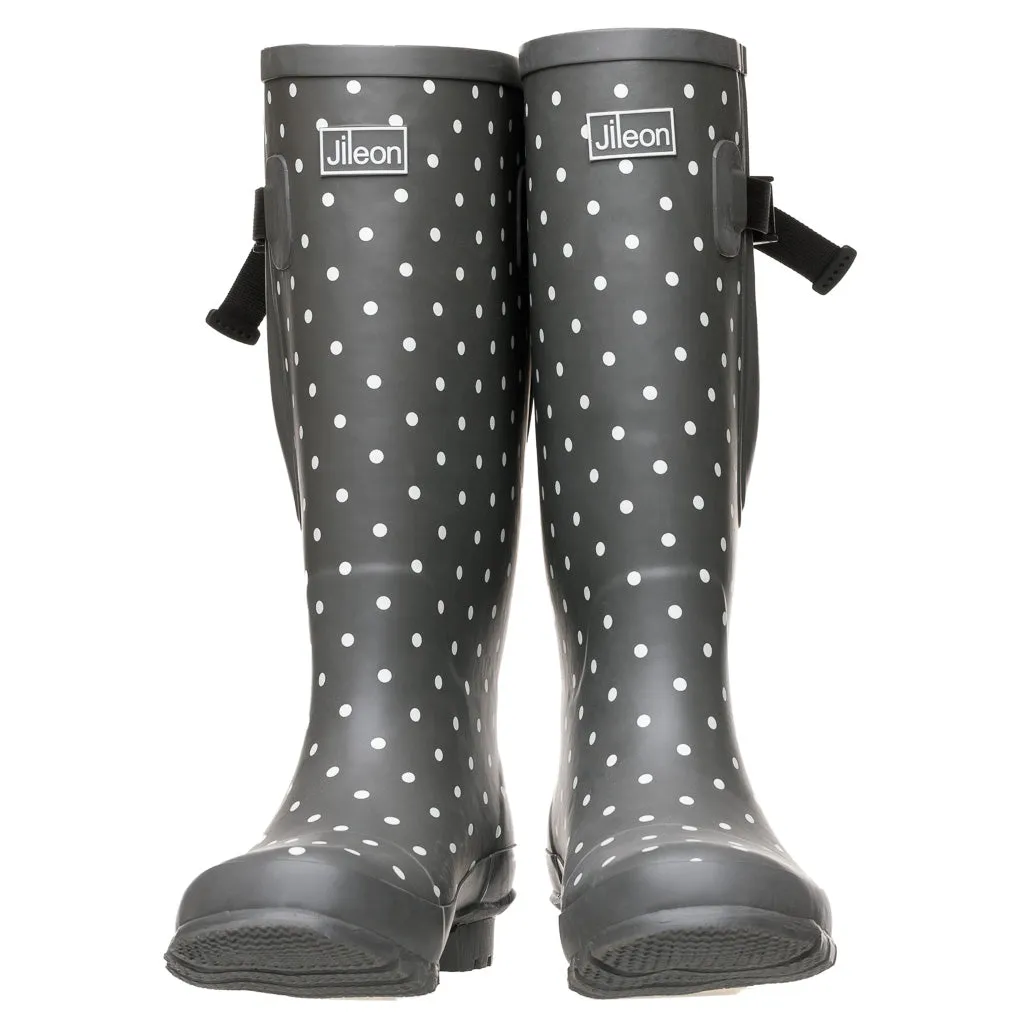 Extra Wide Calf Womens' Rain Boots - Grey Spot - Up to 20 inch calf. Wide in Foot & Ankle