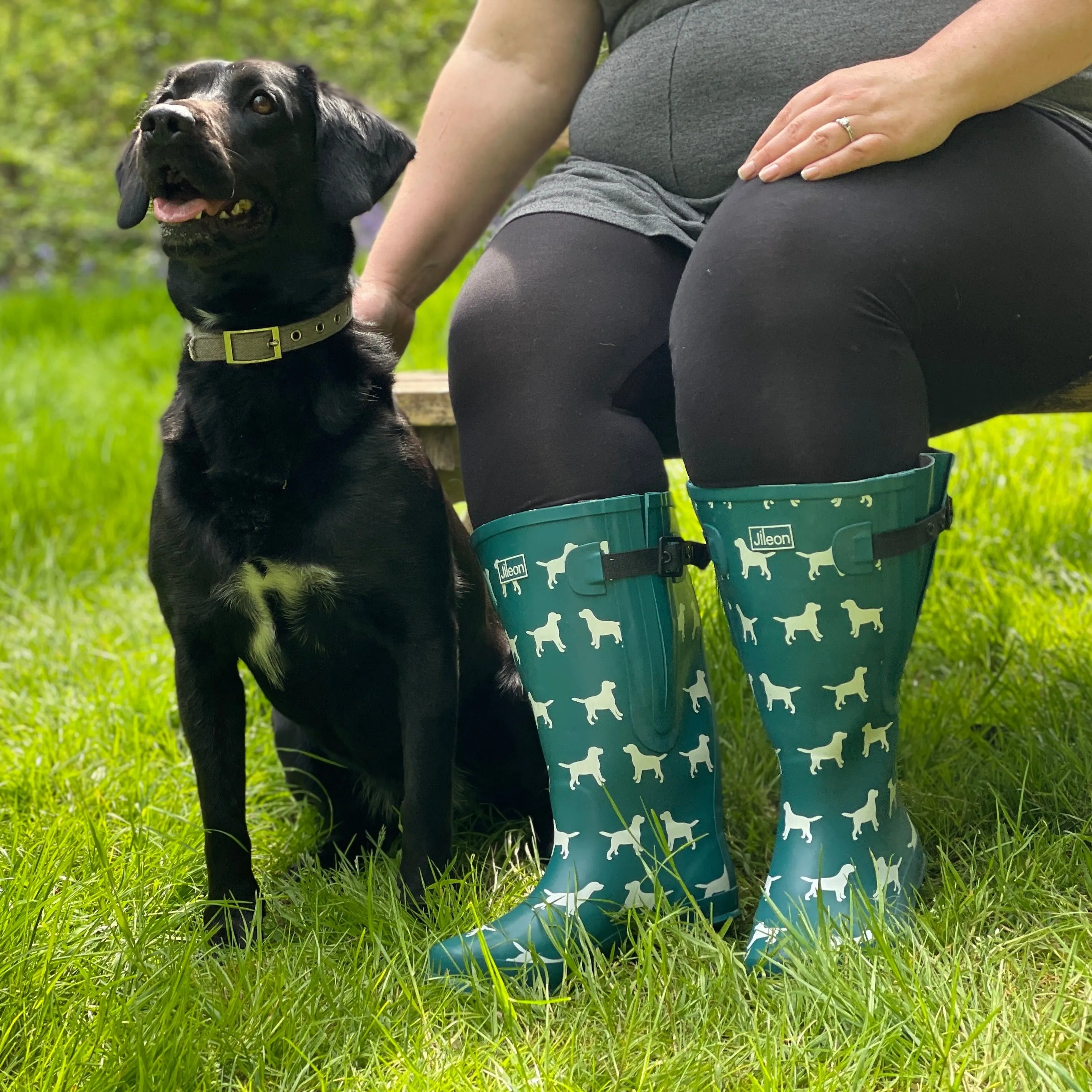 Extra Wide Calf Women's Rain Boots - Teal Dogs - 16-23 Inch Calf - Wide in Foot & Ankle