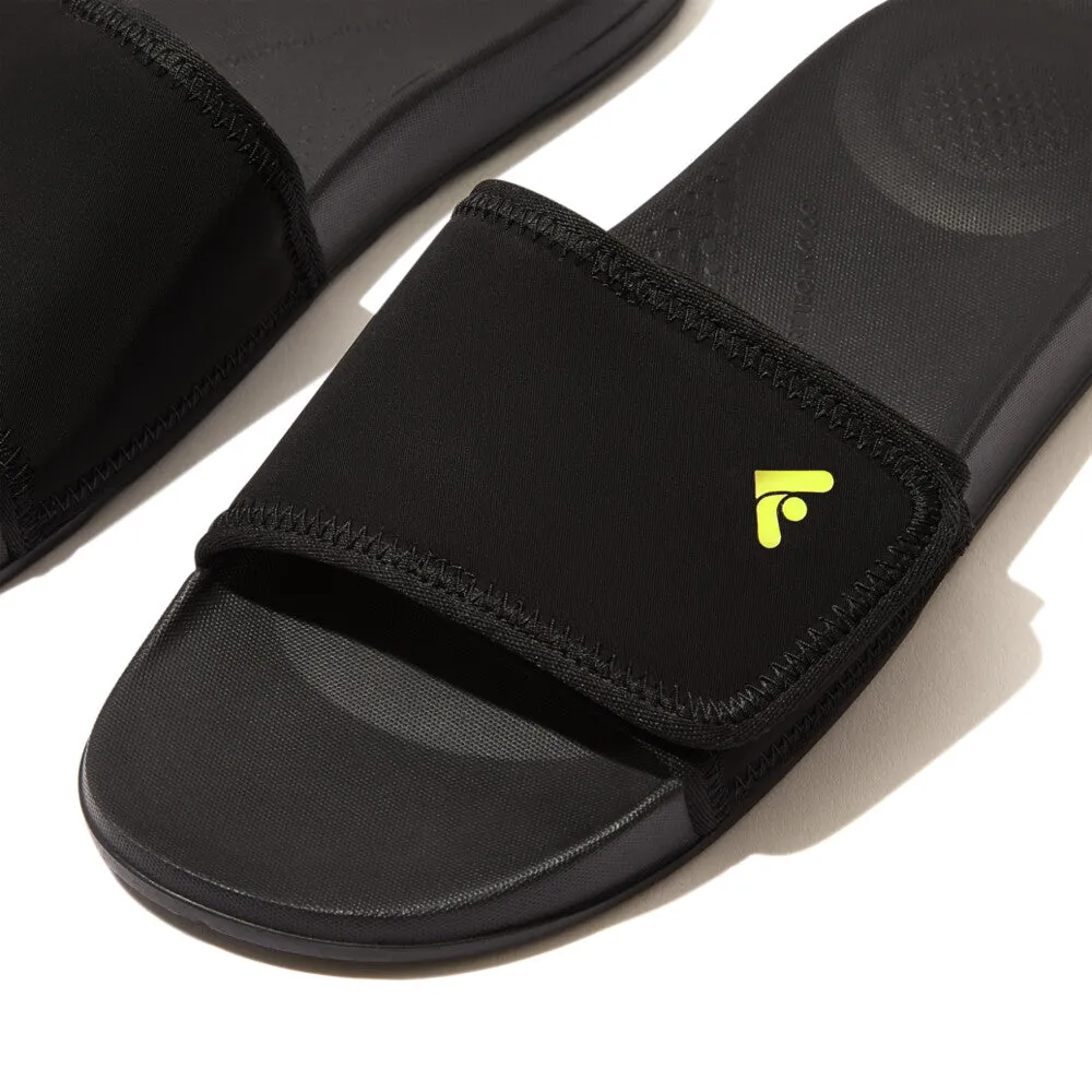 FitFlop iQushion Mens Adjustable Water-Resistant Slides Black