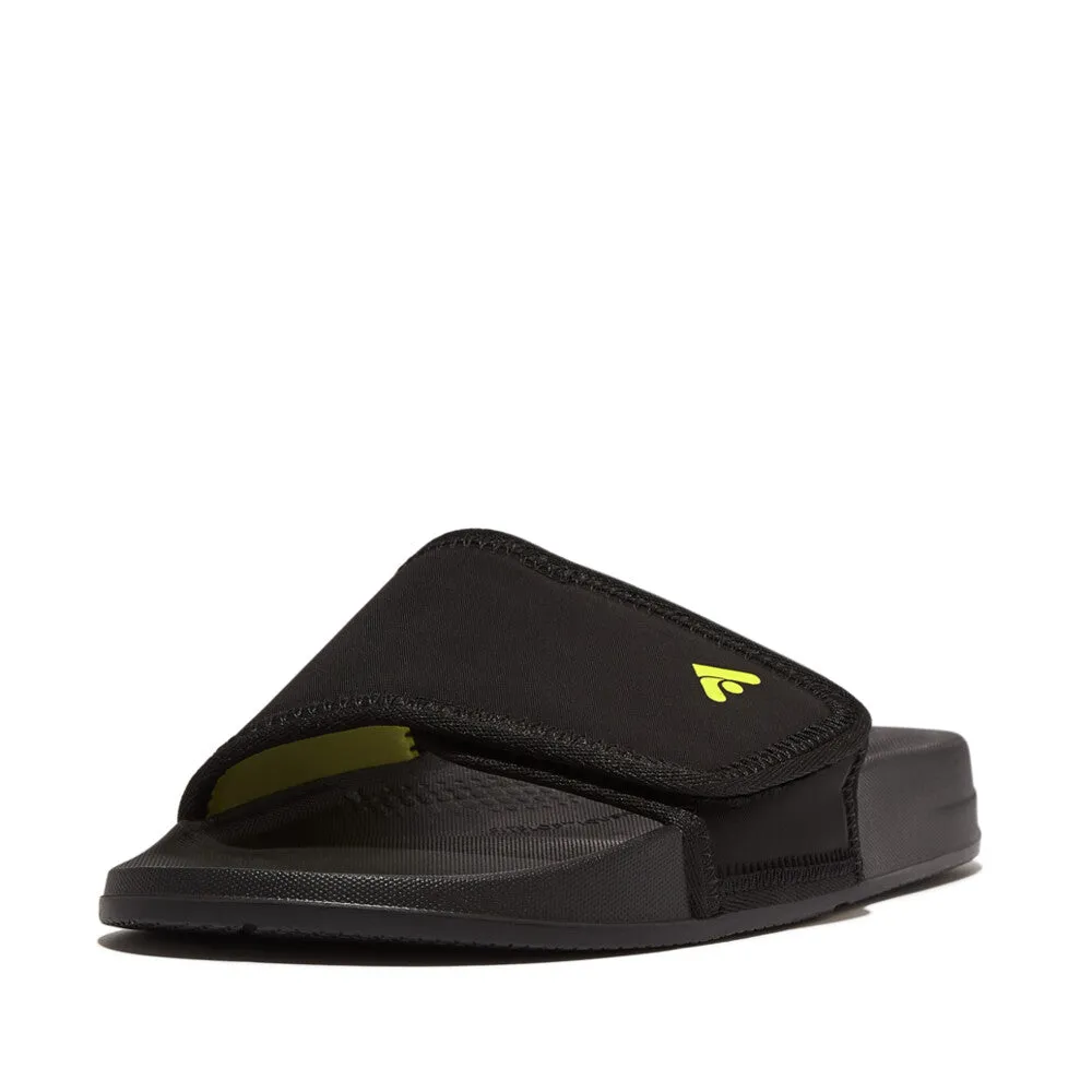 FitFlop iQushion Mens Adjustable Water-Resistant Slides Black