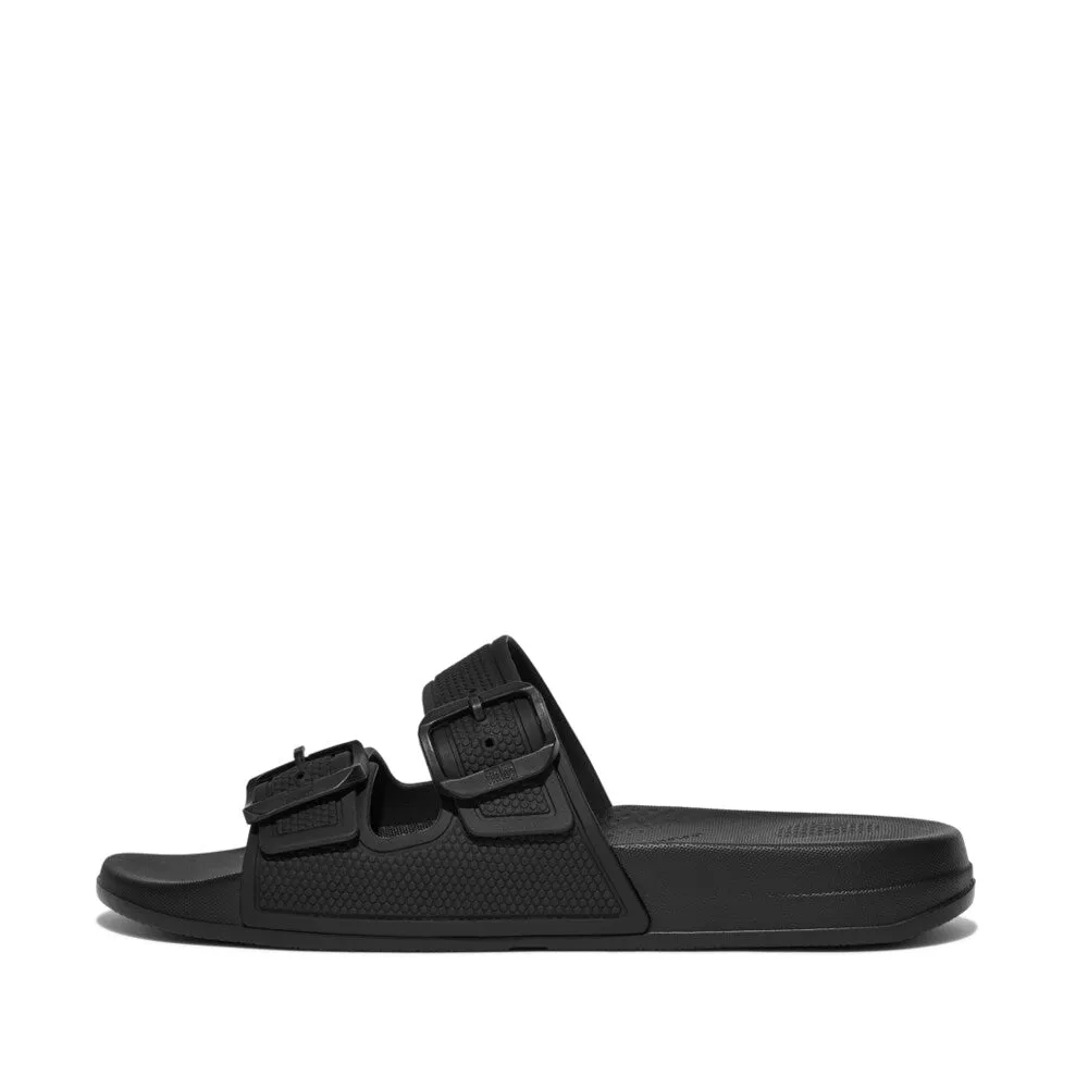 FitFlop iQushion Two Bar Buckle Slides All Black