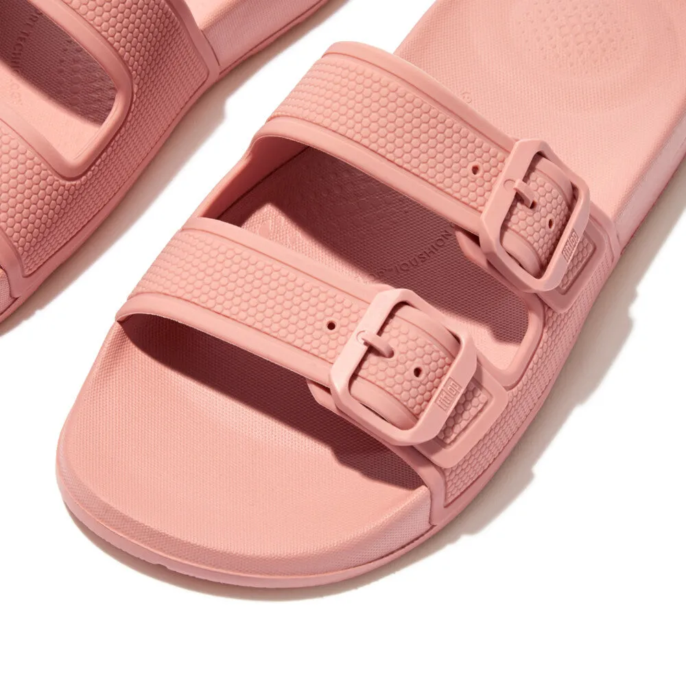 FitFlop iQushion Two Bar Buckle Slides Coral