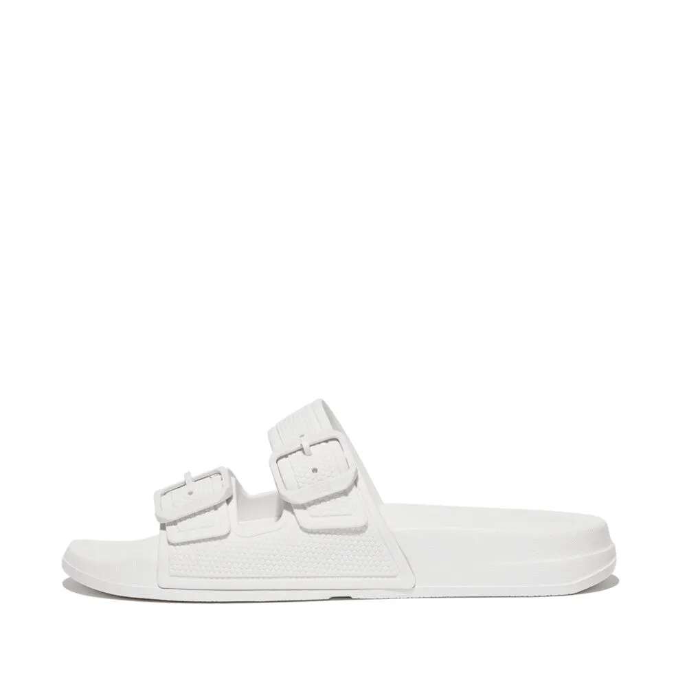 FitFlop iQushion Two Bar Buckle Slides White