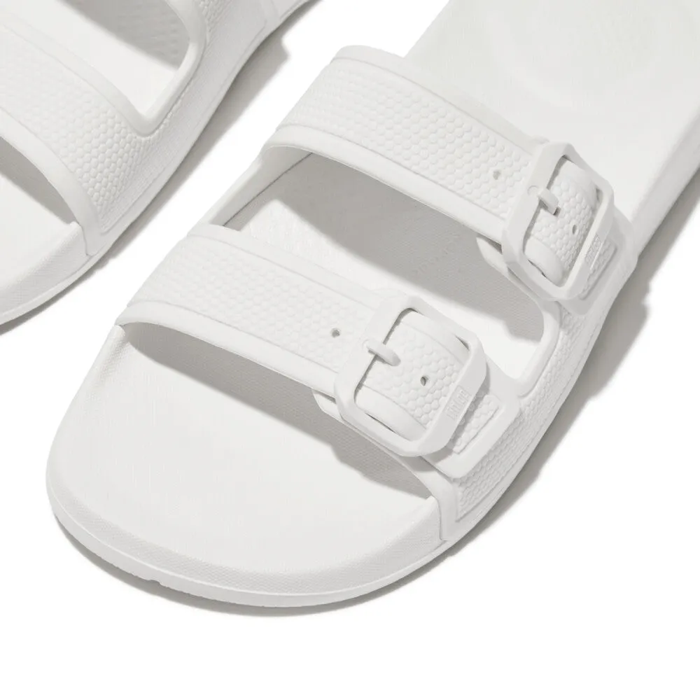 FitFlop iQushion Two Bar Buckle Slides White